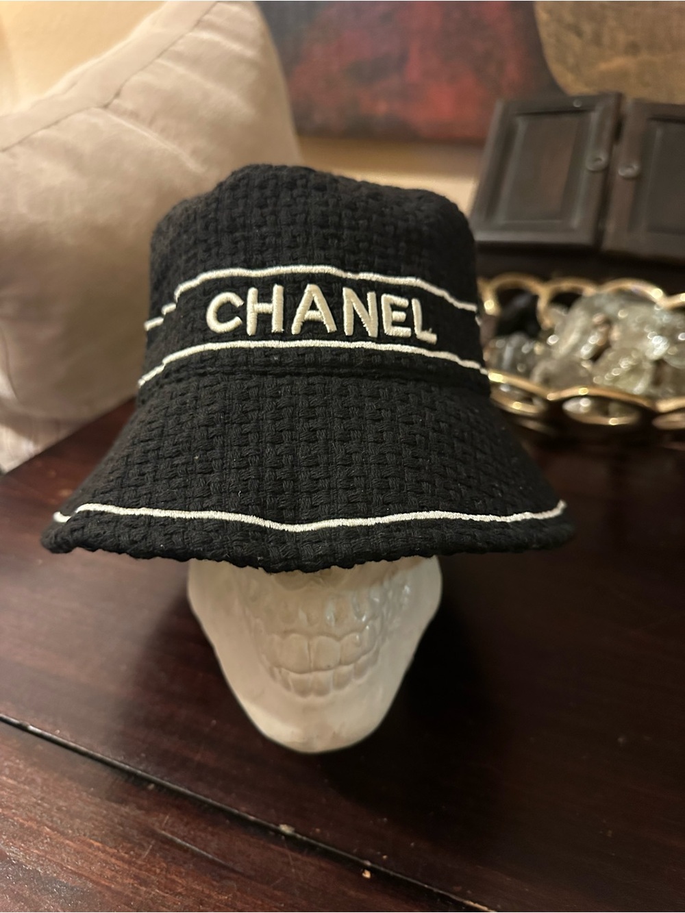 CC Black Bucket Hat with White Trim and Logo